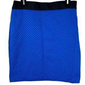 Worthington Cobalt Blue Black Pencil Skirt Career Textured Lined Women's 10 EUC